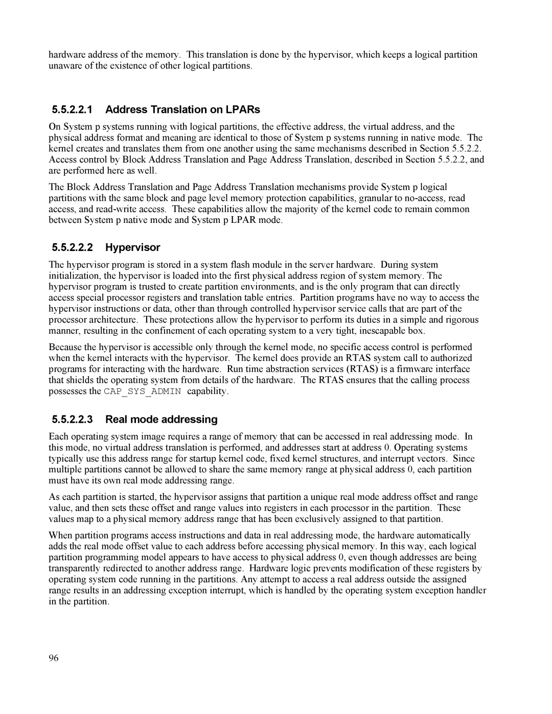 IBM 10 SP1 EAL4 manual Address Translation on LPARs, Hypervisor, Real mode addressing 