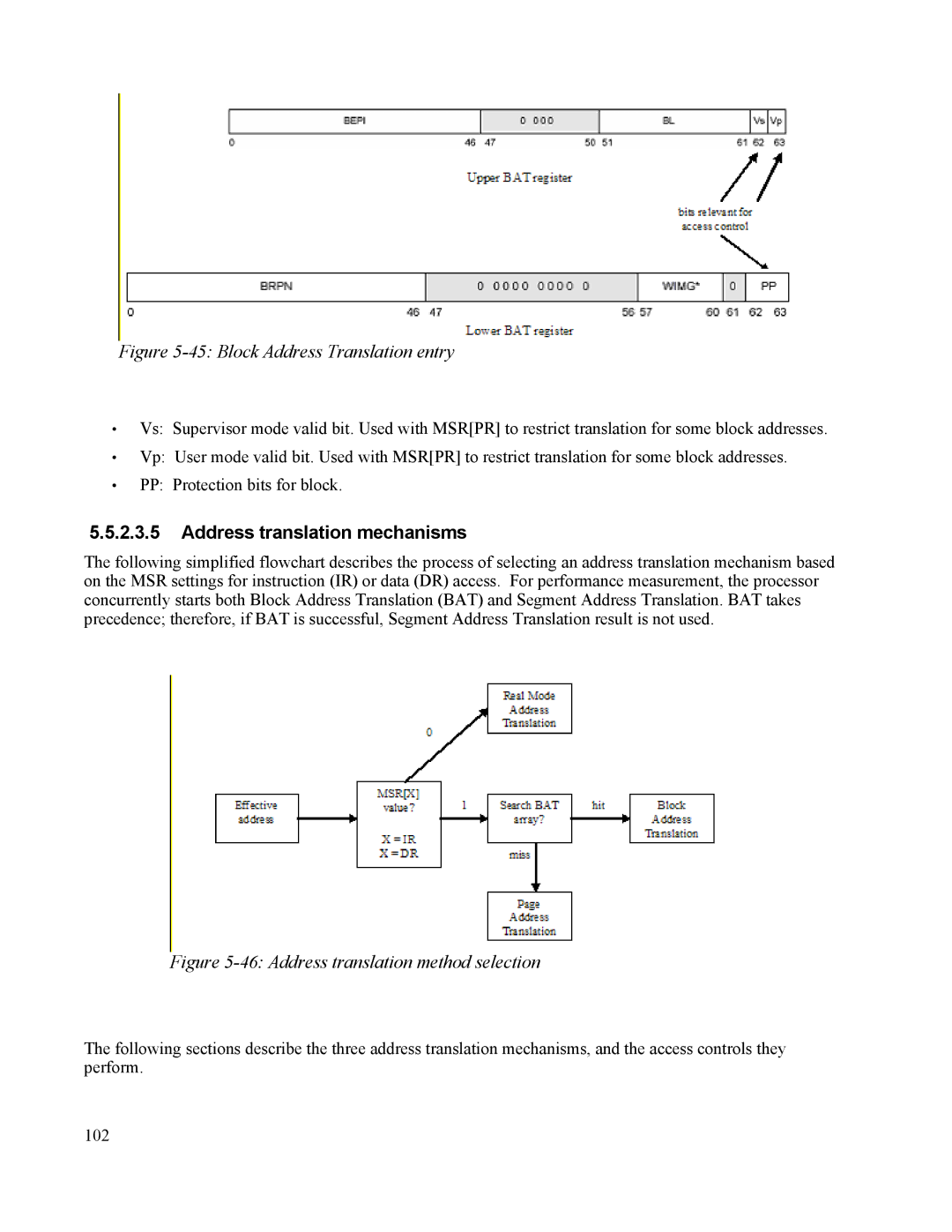 IBM 10 SP1 EAL4 manual Block Address Translation entry, Address translation mechanisms 