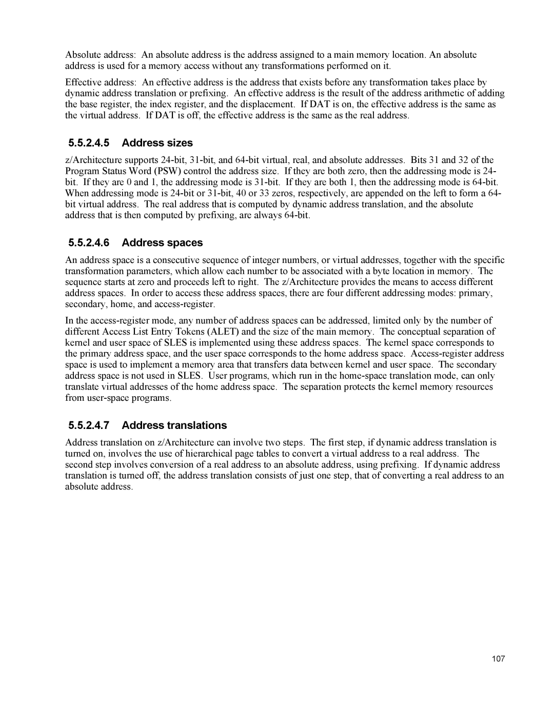 IBM 10 SP1 EAL4 manual Address sizes, Address spaces, Address translations 