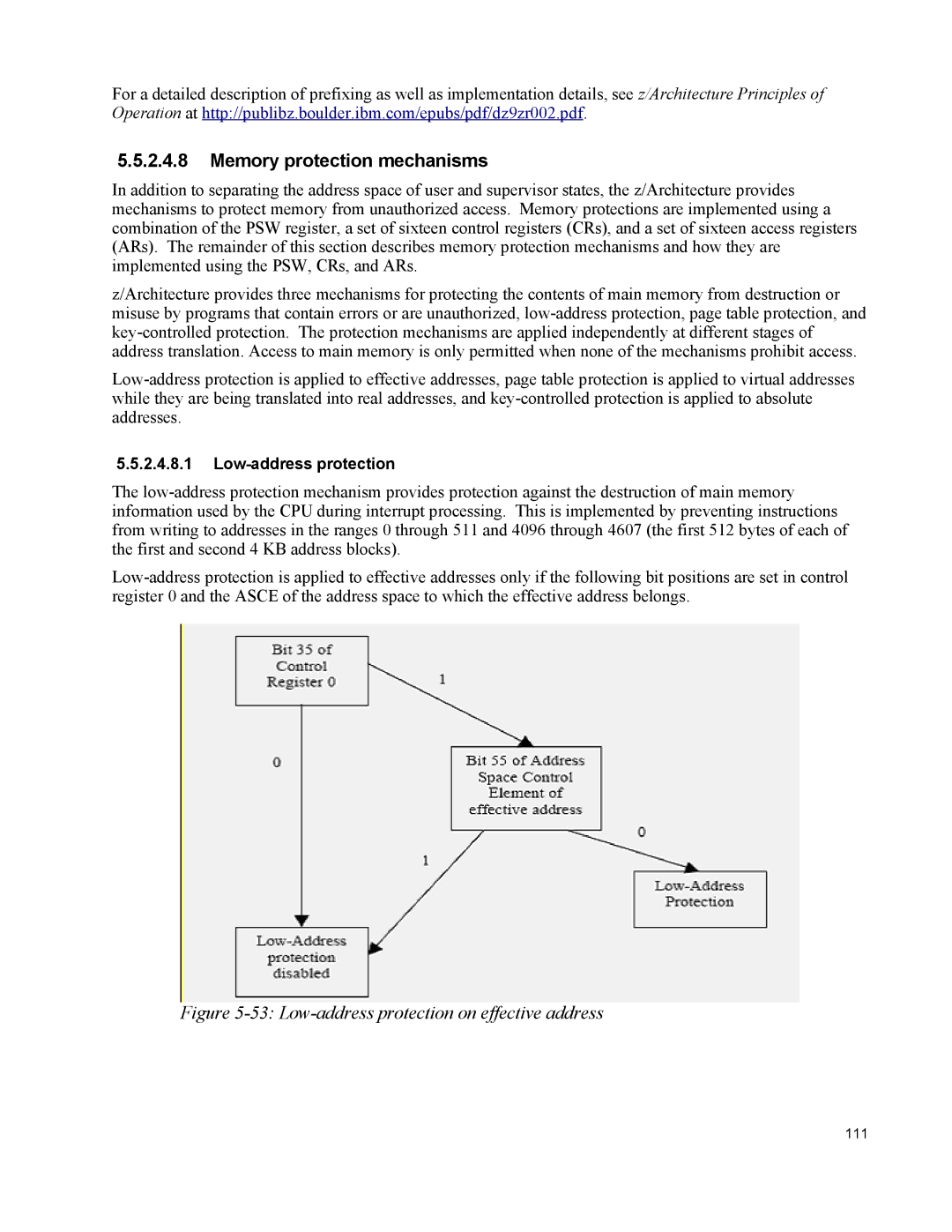 IBM 10 SP1 EAL4 manual Memory protection mechanisms, Low-address protection on effective address 