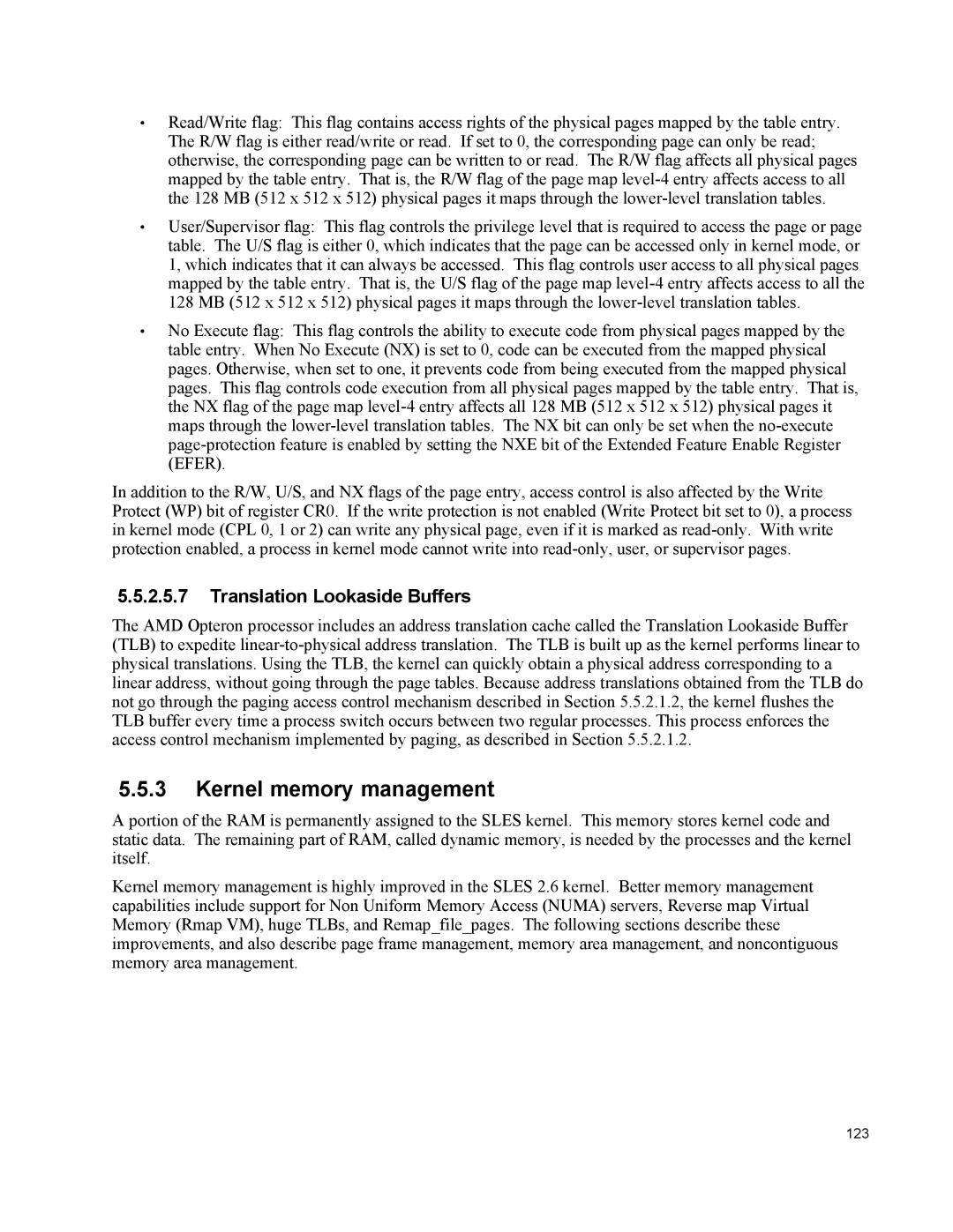 IBM 10 SP1 EAL4 manual Kernel memory management, Translation Lookaside Buffers 