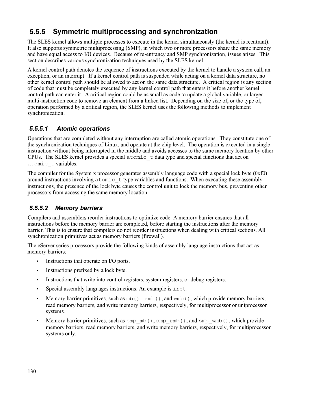 IBM 10 SP1 EAL4 manual Symmetric multiprocessing and synchronization, Atomic operations, Memory barriers 