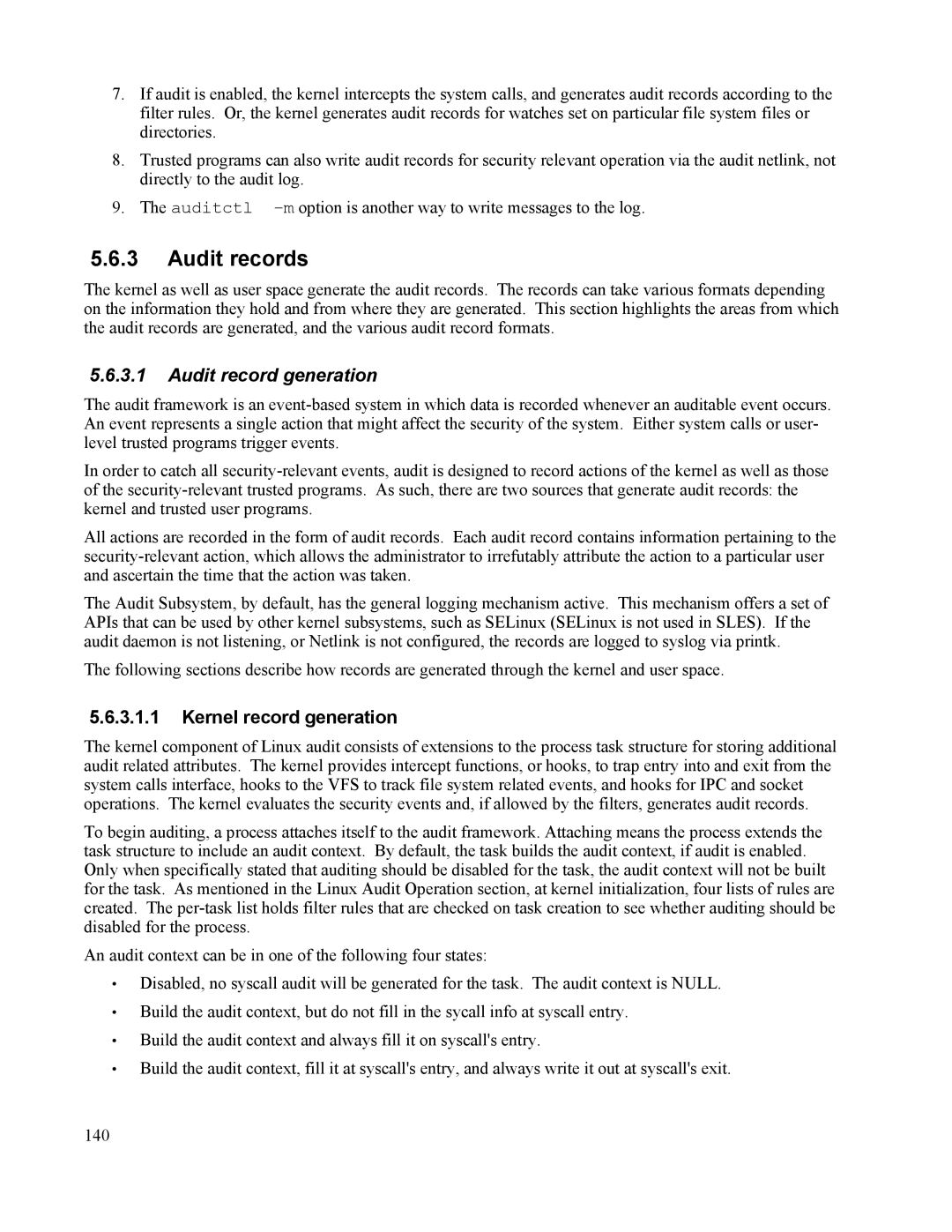 IBM 10 SP1 EAL4 manual Audit records, Audit record generation, Kernel record generation 