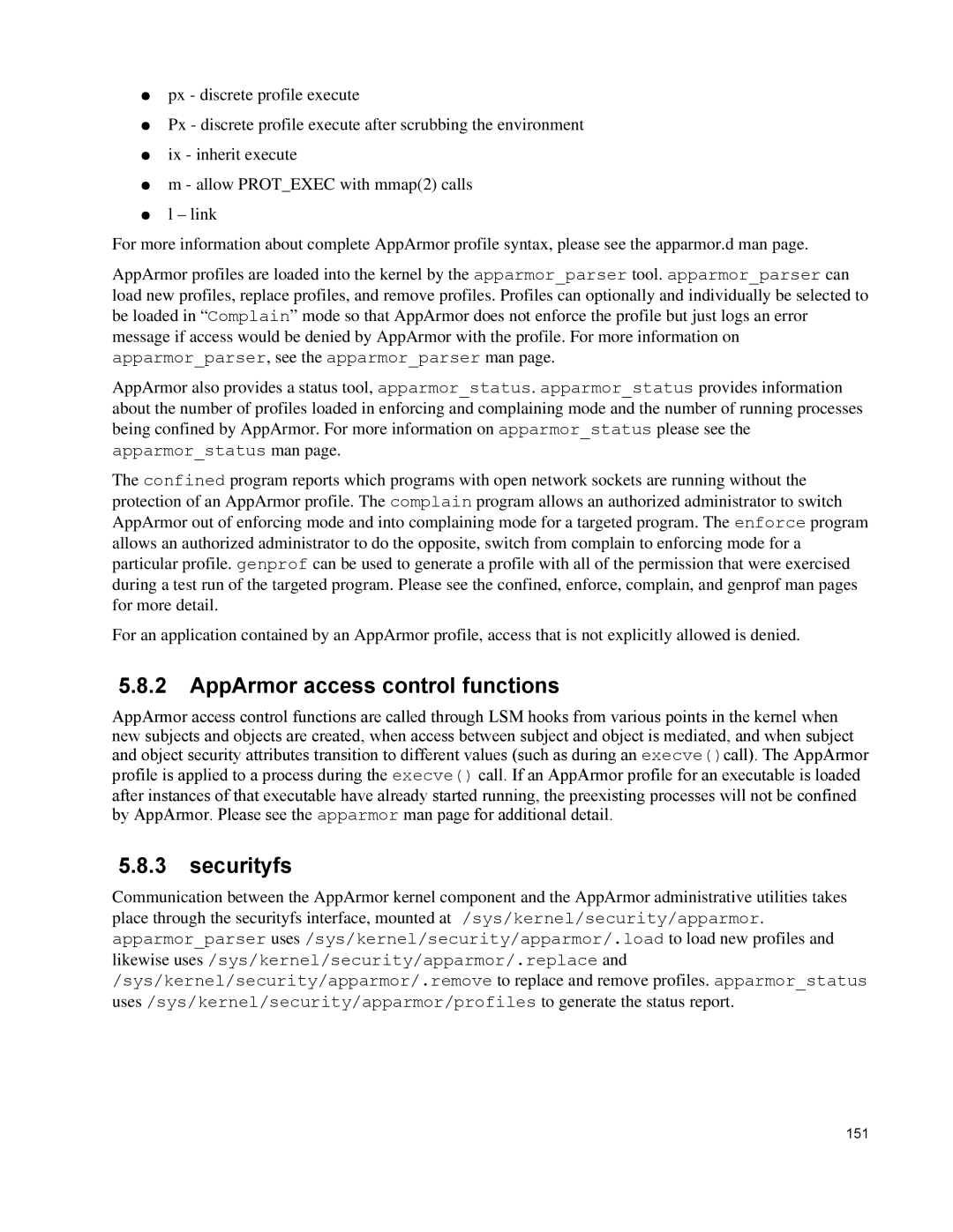 IBM 10 SP1 EAL4 manual AppArmor access control functions, Securityfs 