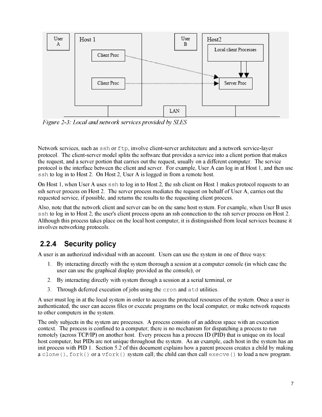 IBM 10 SP1 EAL4 manual Security policy, Local and network services provided by Sles 