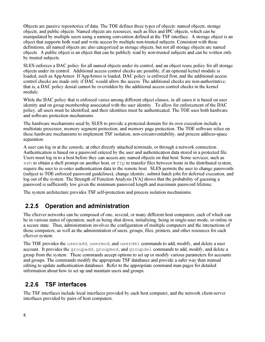 IBM 10 SP1 EAL4 manual Operation and administration, TSF interfaces 