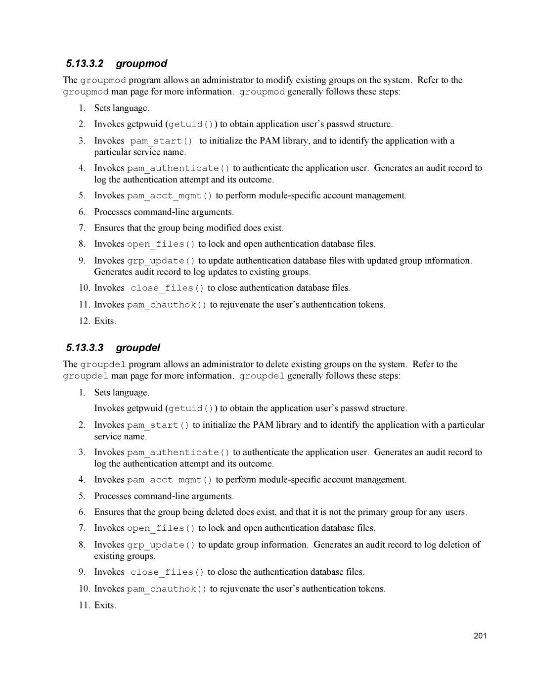 IBM 10 SP1 EAL4 manual Groupmod, Groupdel 