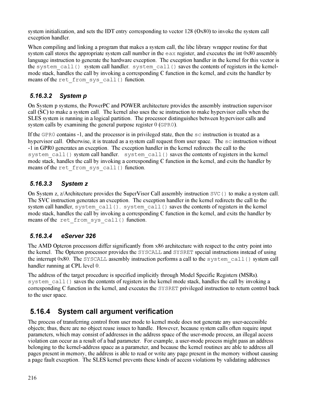 IBM 10 SP1 EAL4 manual System call argument verification, System p 