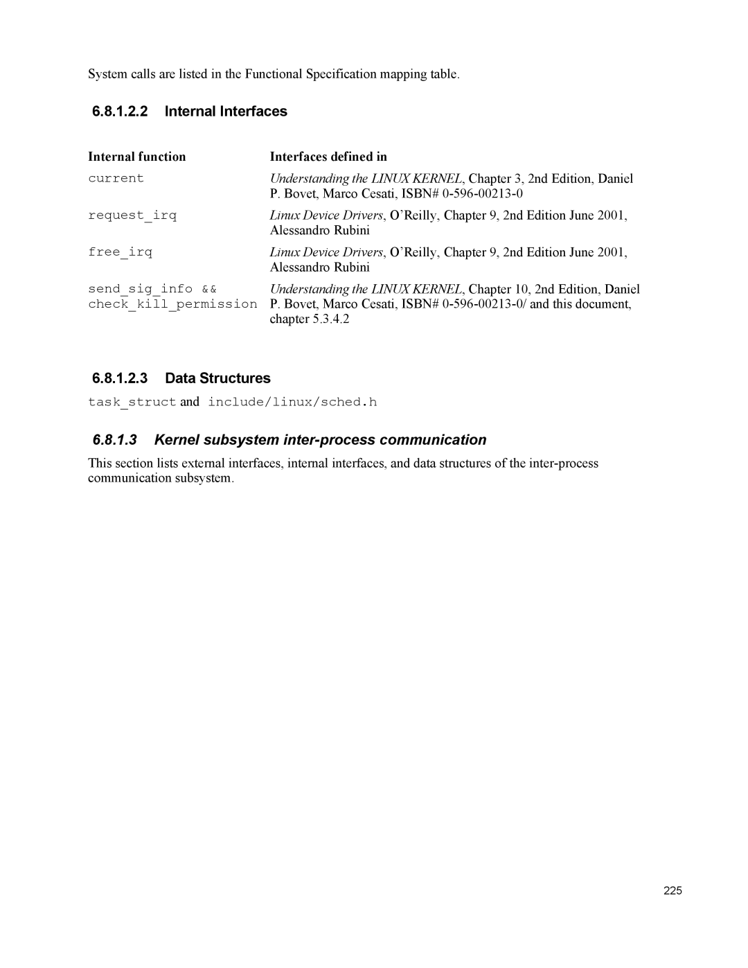 IBM 10 SP1 EAL4 manual Internal Interfaces, Kernel subsystem inter-process communication 