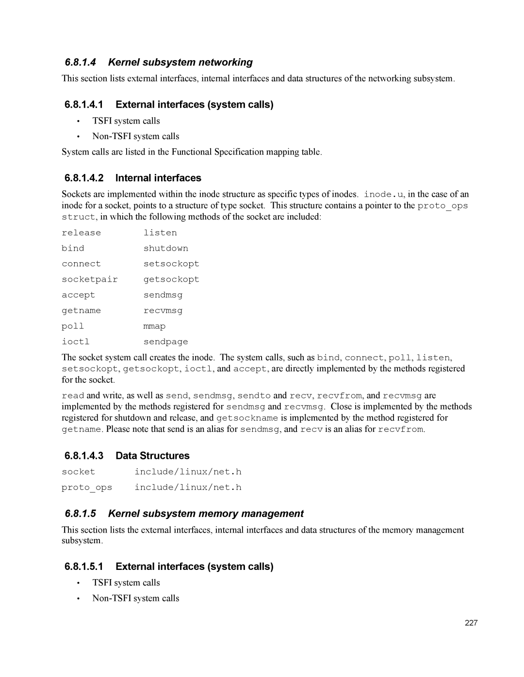 IBM 10 SP1 EAL4 manual Kernel subsystem networking, Kernel subsystem memory management 