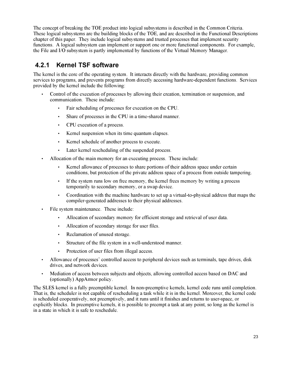 IBM 10 SP1 EAL4 manual Kernel TSF software 