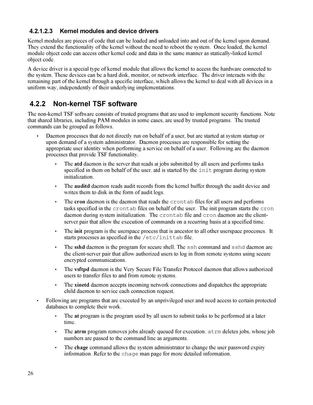 IBM 10 SP1 EAL4 manual Non-kernel TSF software, Kernel modules and device drivers 