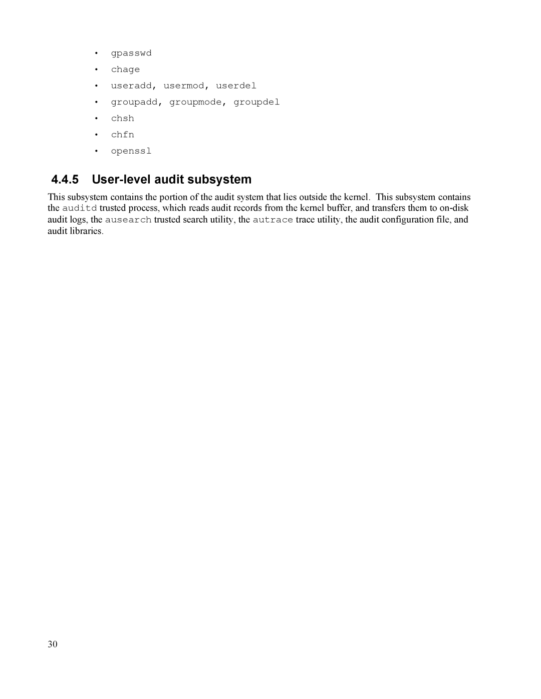 IBM 10 SP1 EAL4 manual User-level audit subsystem 