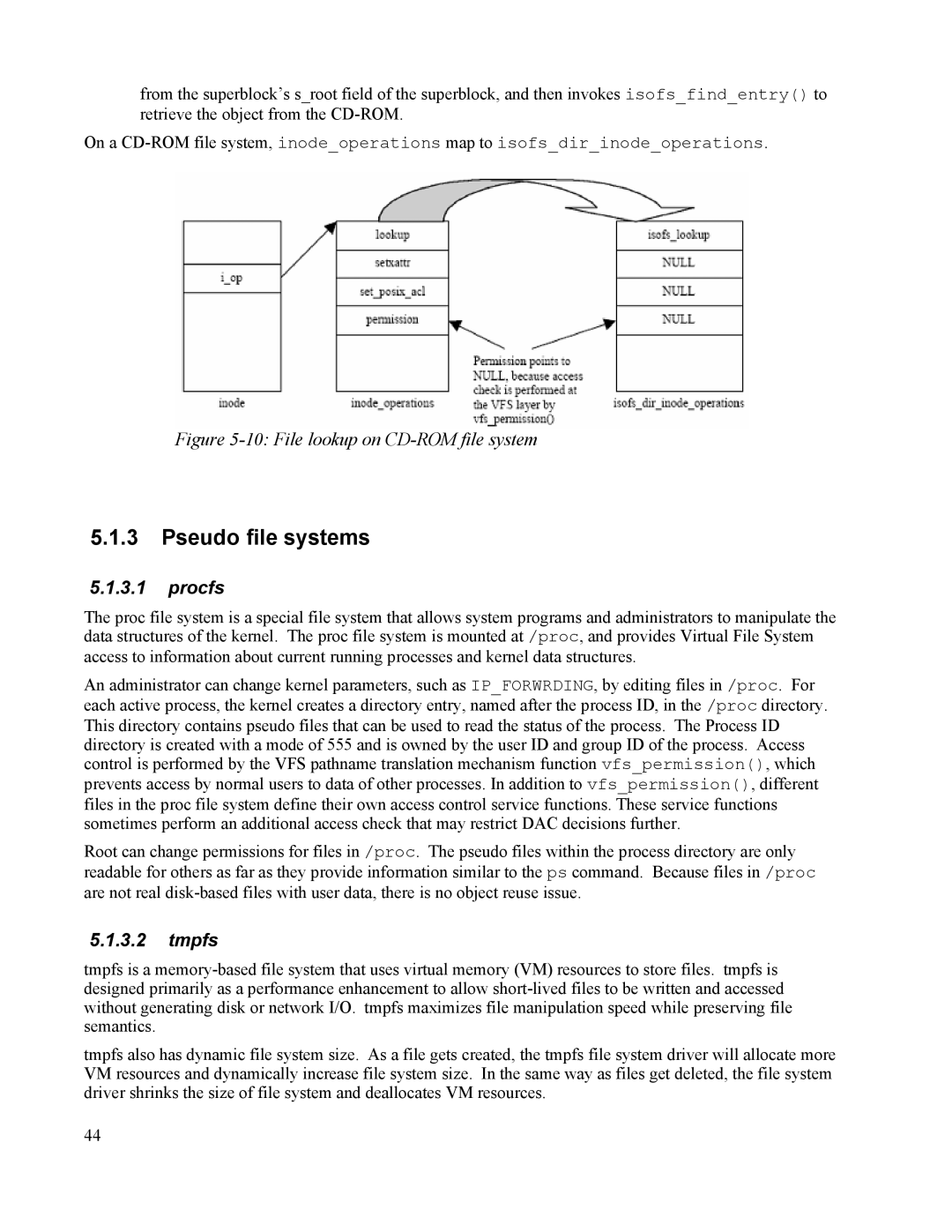 IBM 10 SP1 EAL4 manual Pseudo file systems, Procfs, Tmpfs 