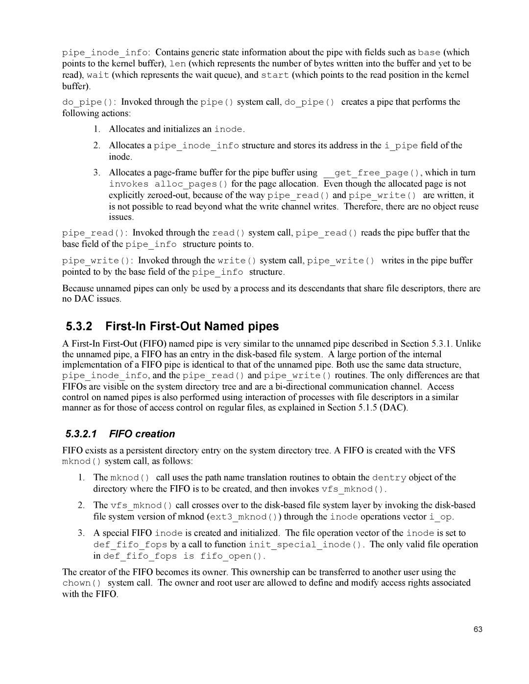 IBM 10 SP1 EAL4 manual First-In First-Out Named pipes, Fifo creation 