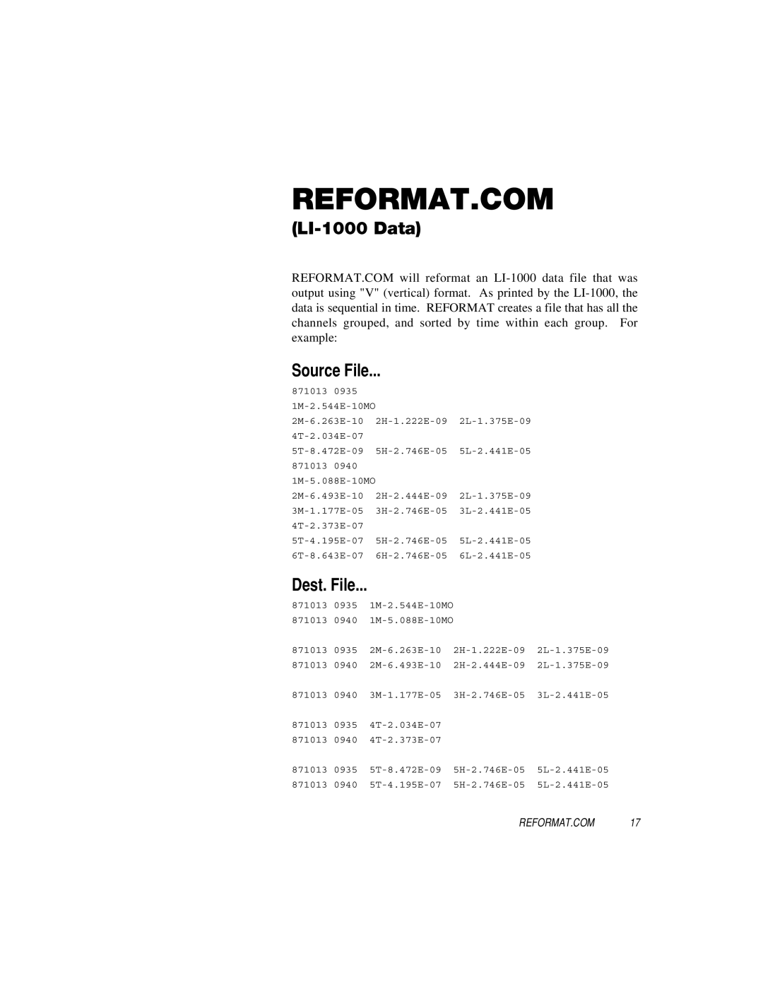 IBM 1000-90 manual LI-1000 Data Source File, Dest. File 