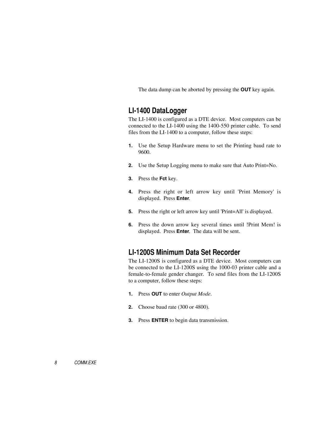 IBM 1000-90 manual LI-1400 DataLogger, LI-1200S Minimum Data Set Recorder 