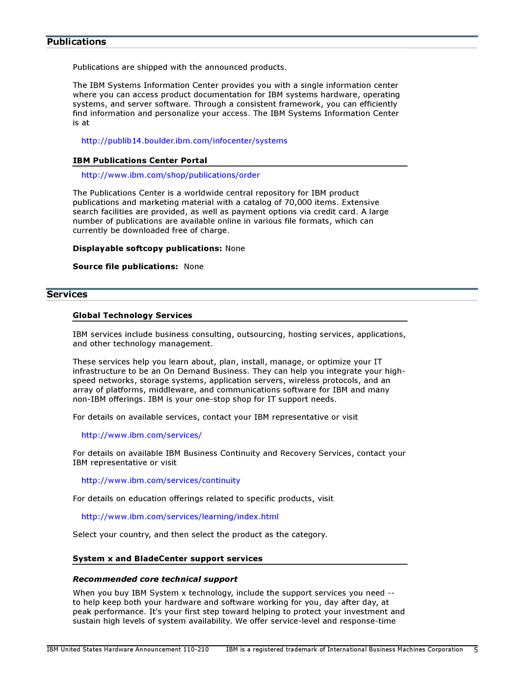 IBM 1500VA, 1000VA manual Publications, Services, Recommended core technical support 