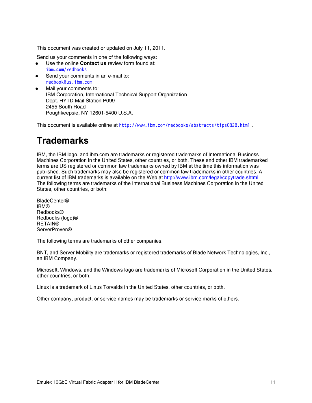 IBM 10GBE manual Trademarks 