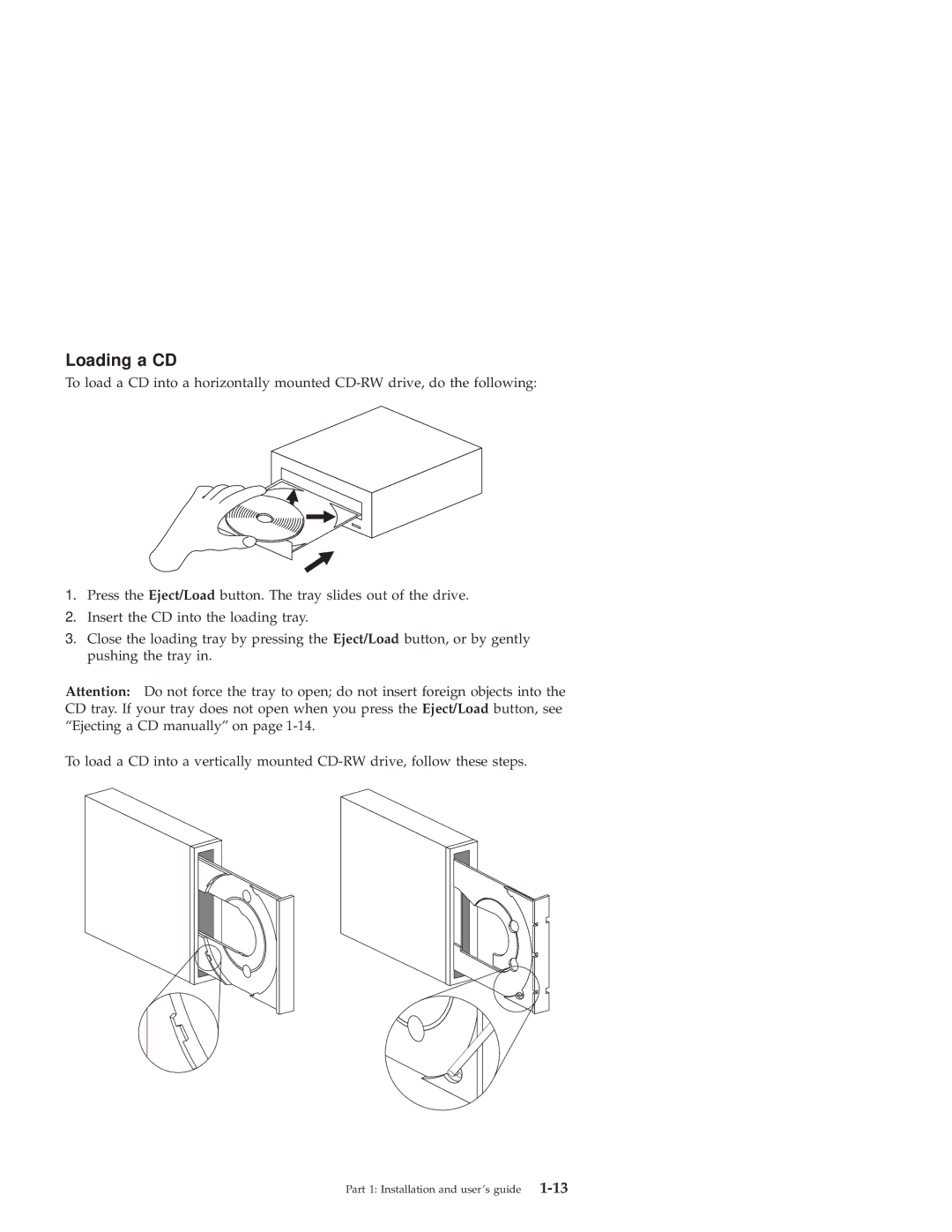 IBM 10K3786 manual Loading a CD 