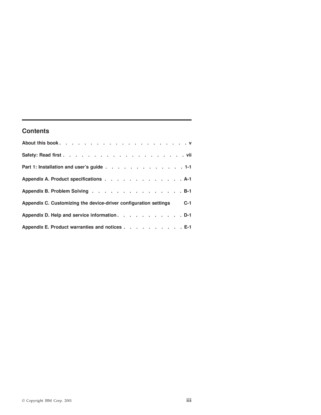 IBM 10K3786 manual Contents 