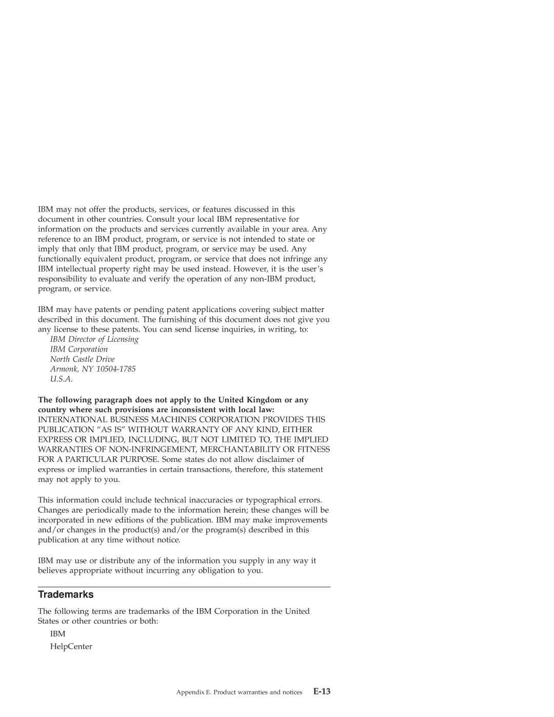 IBM 10K3799 manual Trademarks, Ibm 