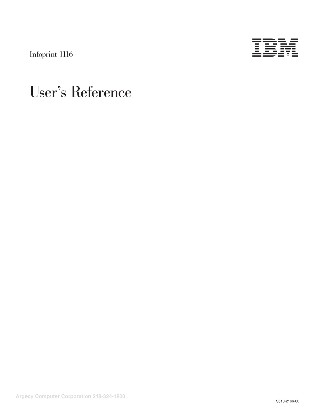 IBM 1116 manual User’s Reference 