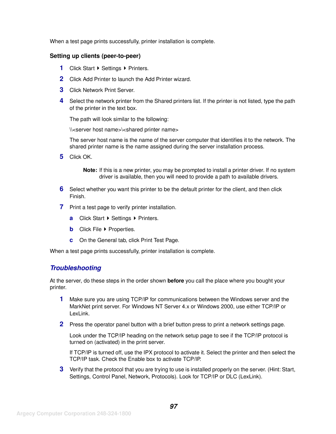 IBM 1116 manual Troubleshooting, Setting up clients peer-to-peer 