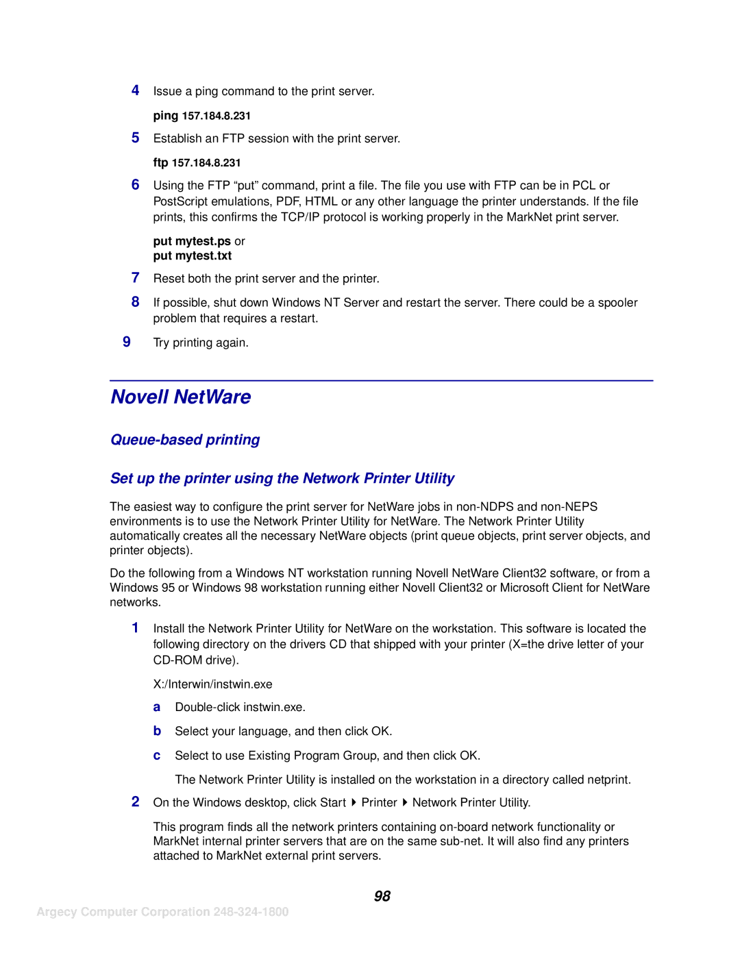 IBM 1116 manual Novell NetWare 