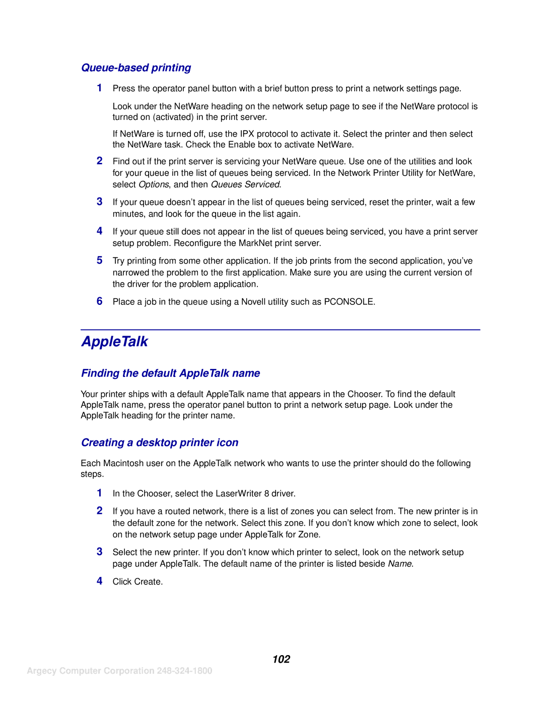 IBM 1116 manual Queue-based printing, Finding the default AppleTalk name, Creating a desktop printer icon 