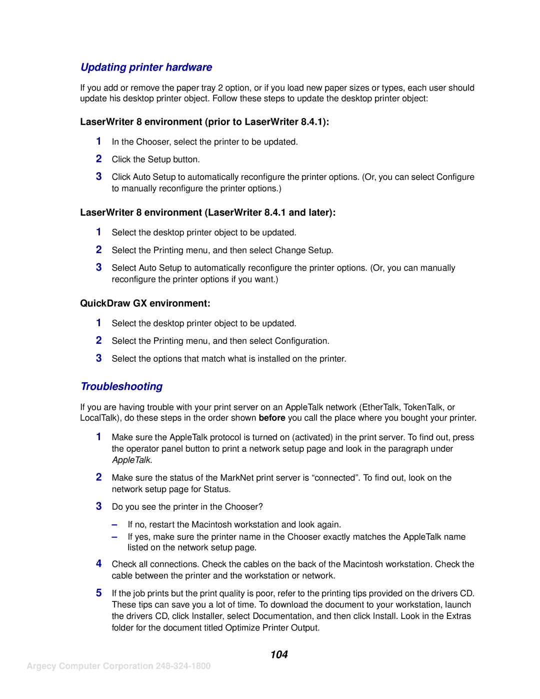 IBM 1116 manual Updating printer hardware, LaserWriter 8 environment prior to LaserWriter, QuickDraw GX environment 