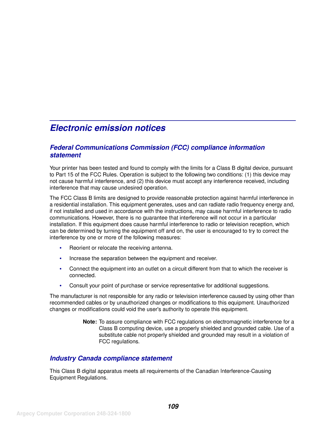 IBM 1116 manual Electronic emission notices, Industry Canada compliance statement 