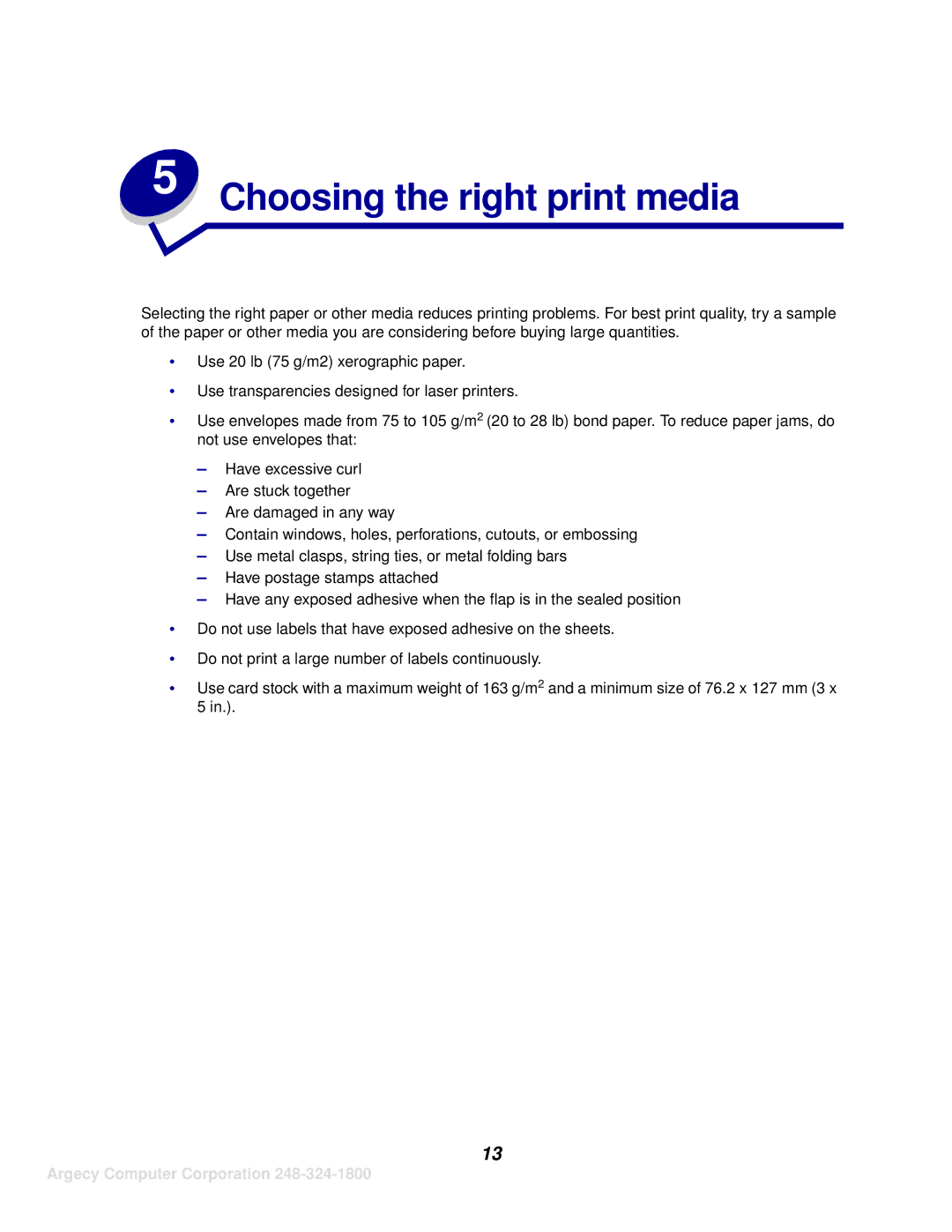 IBM 1116 manual Choosing the right print media 