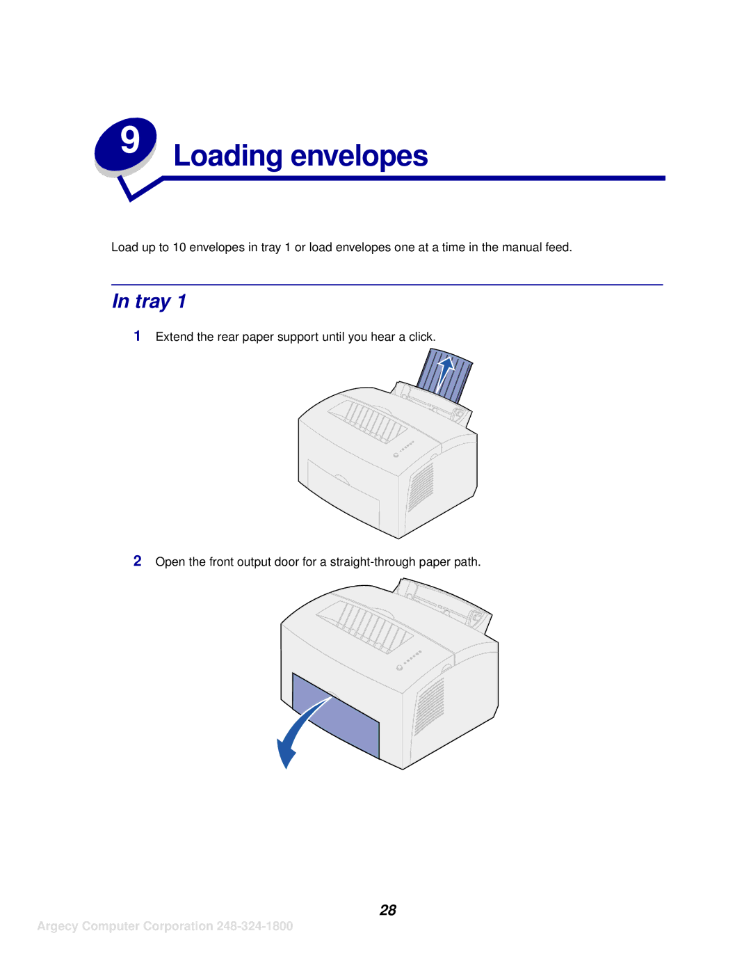 IBM 1116 manual Loading envelopes, Tray 