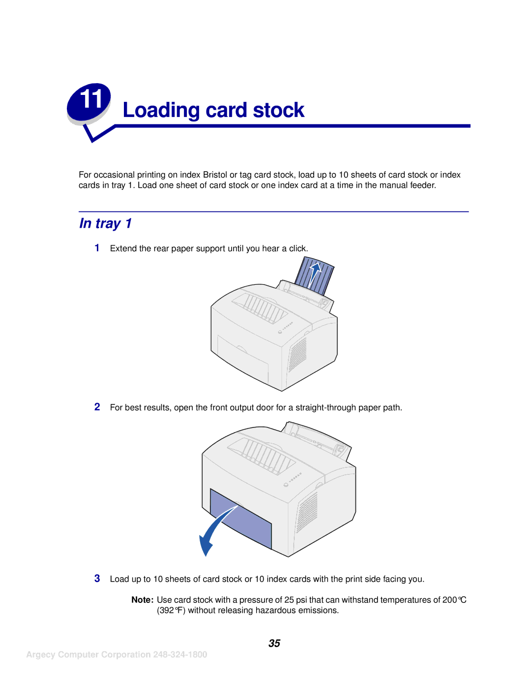 IBM 1116 manual Loading card stock, Tray 