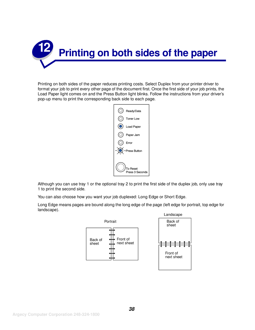 IBM 1116 manual Printing on both sides of the paper 