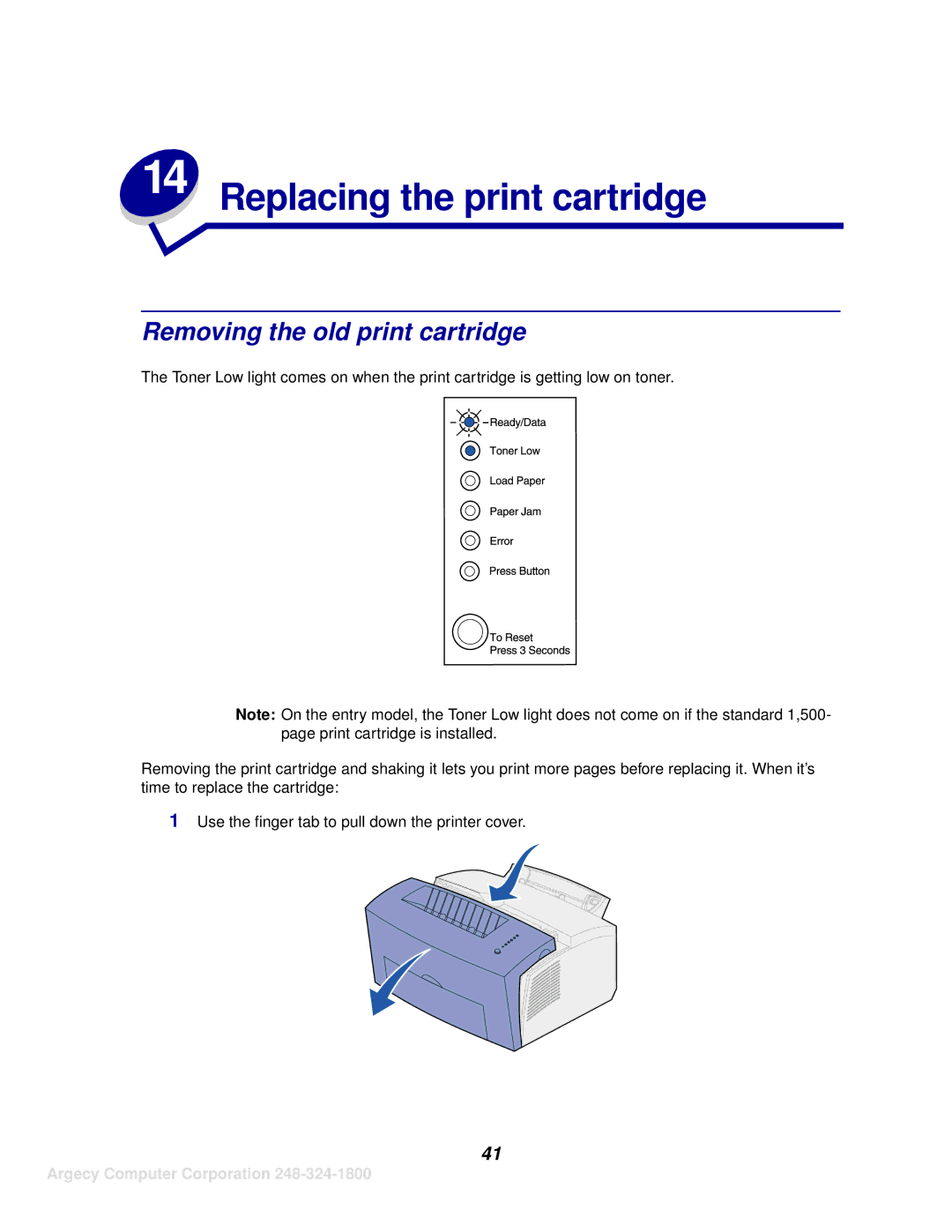 IBM 1116 manual Replacing the print cartridge, Removing the old print cartridge 