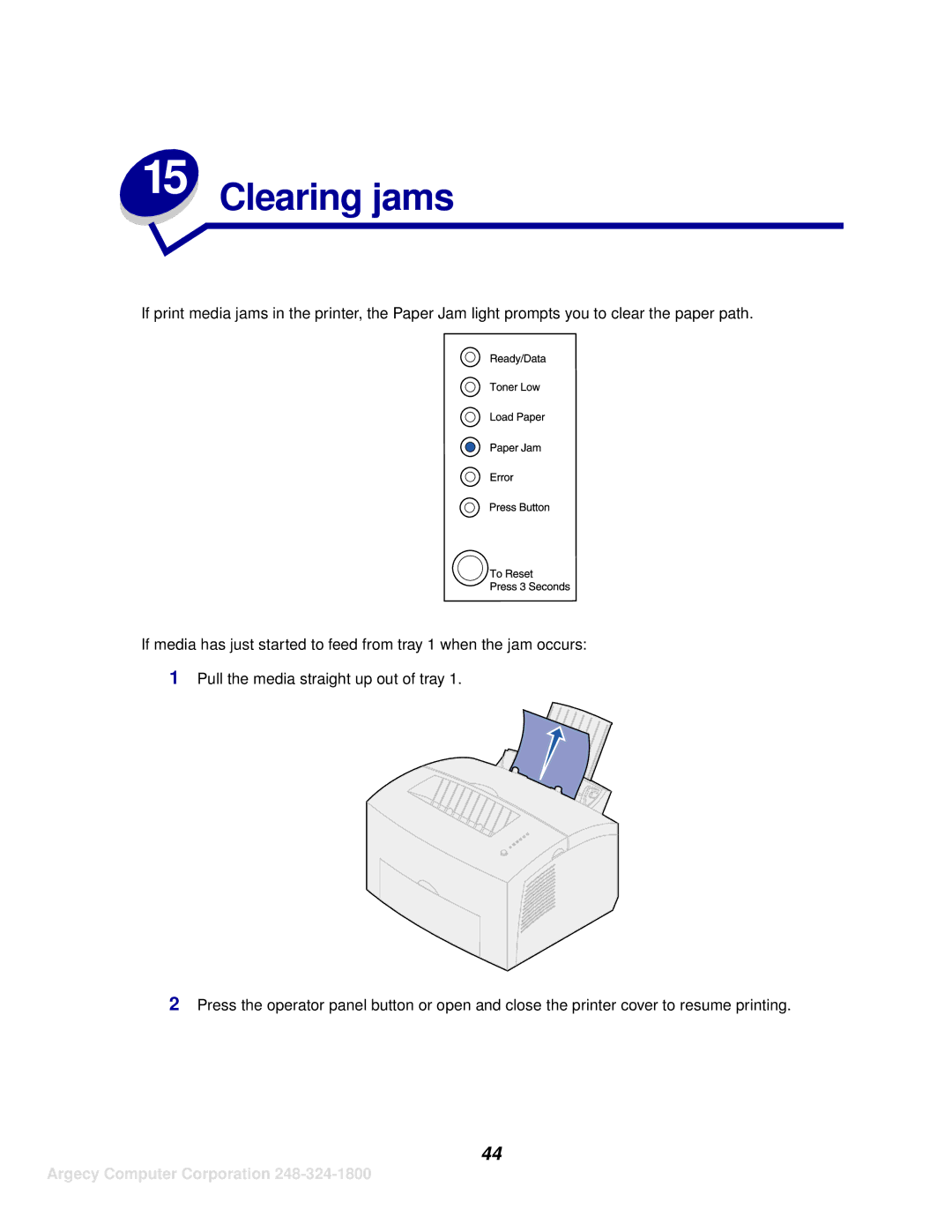 IBM 1116 manual Clearing jams 