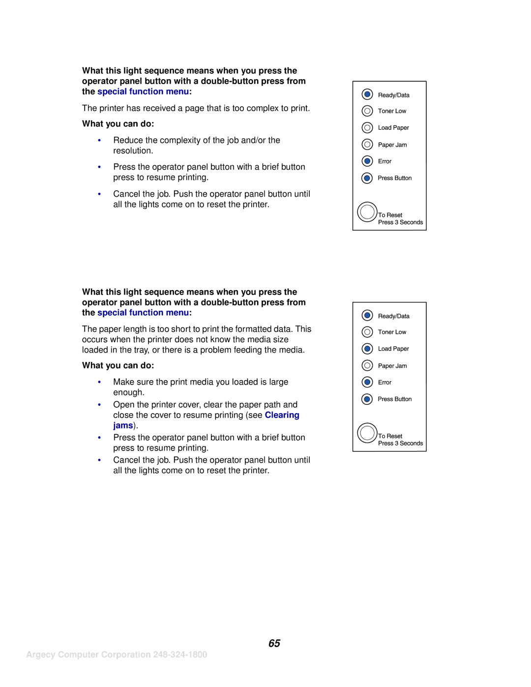 IBM 1116 manual Printer has received a page that is too complex to print 