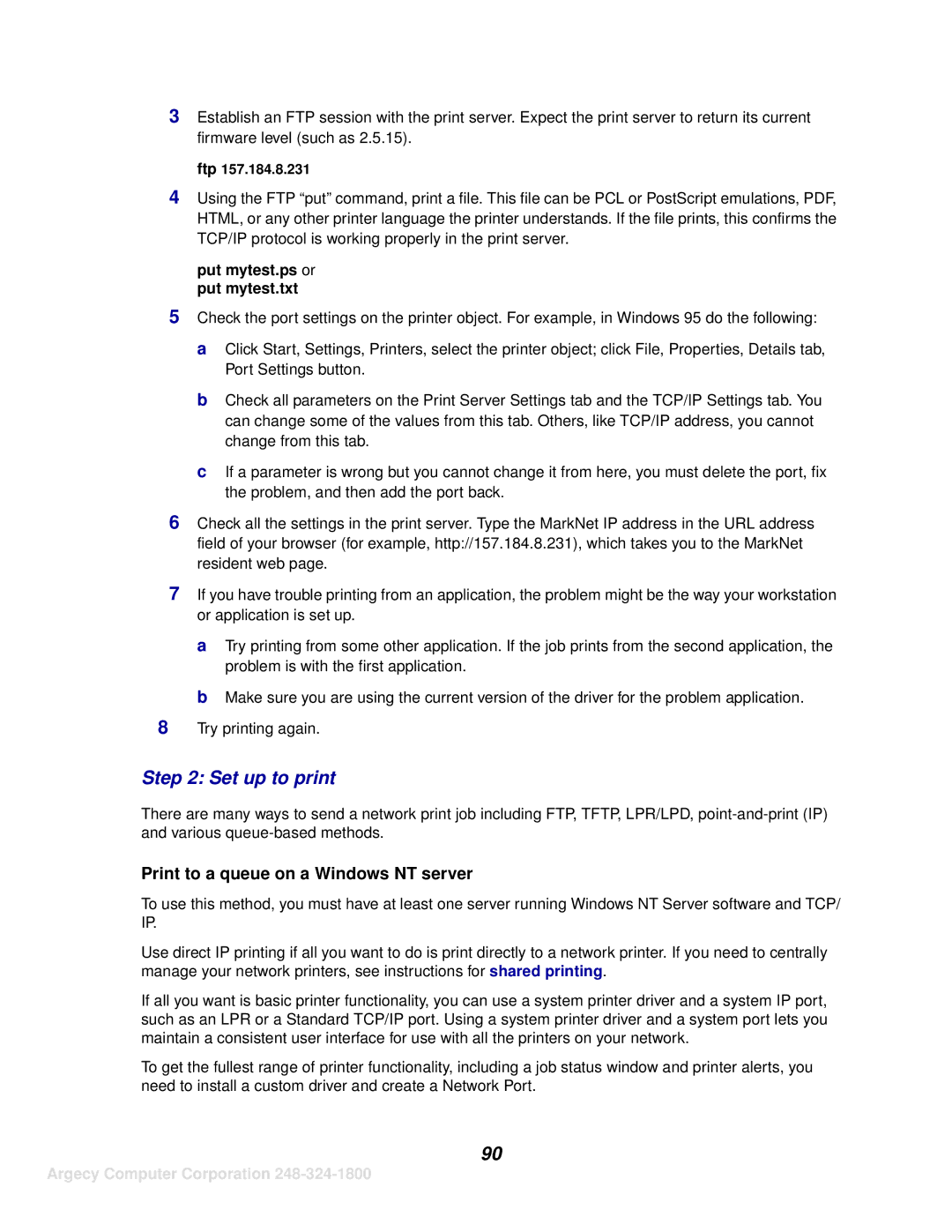 IBM 1116 manual Set up to print, Print to a queue on a Windows NT server 