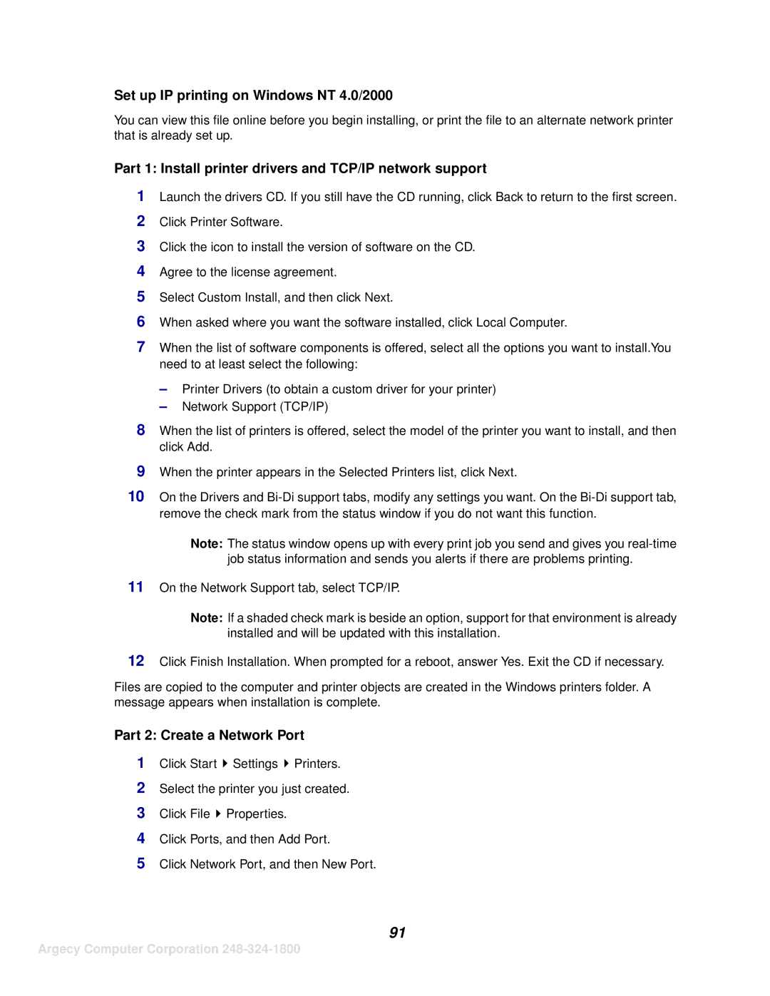 IBM 1116 manual Set up IP printing on Windows NT 4.0/2000, Part 1 Install printer drivers and TCP/IP network support 