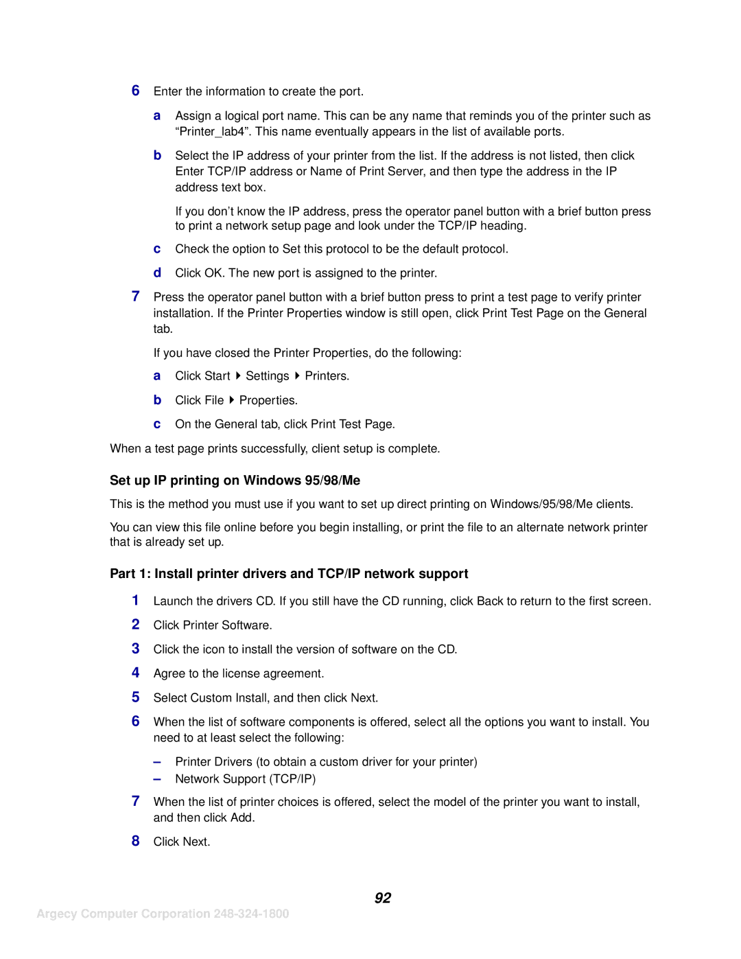 IBM 1116 manual Set up IP printing on Windows 95/98/Me 