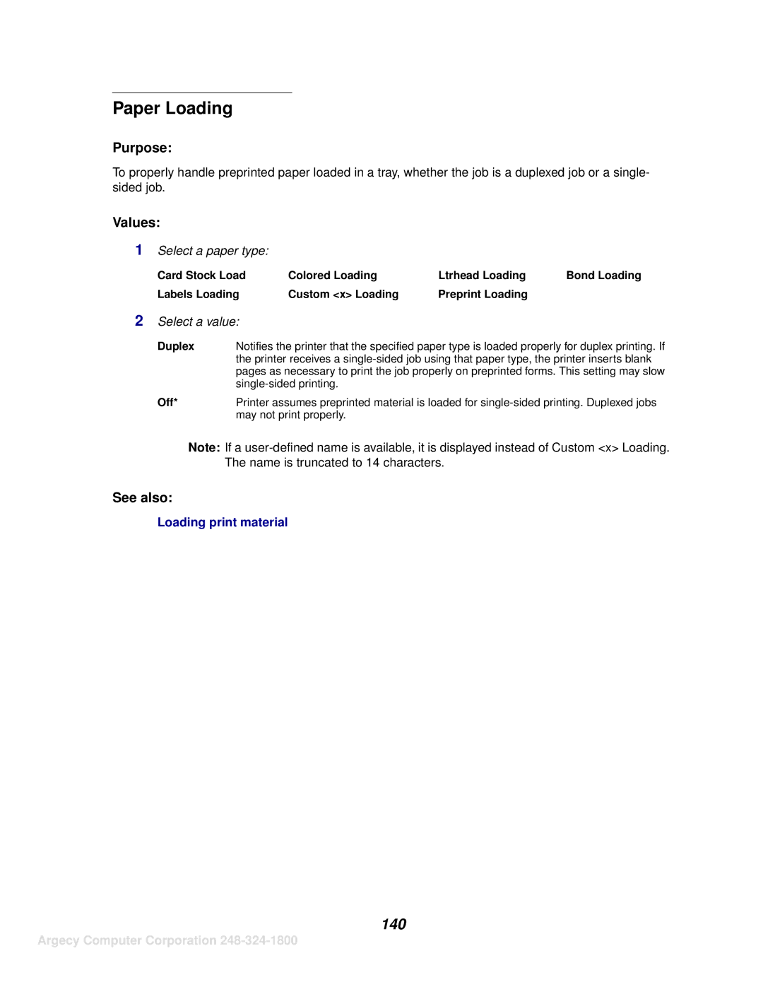 IBM 1125, 1120 manual Paper Loading, 140, Duplex 