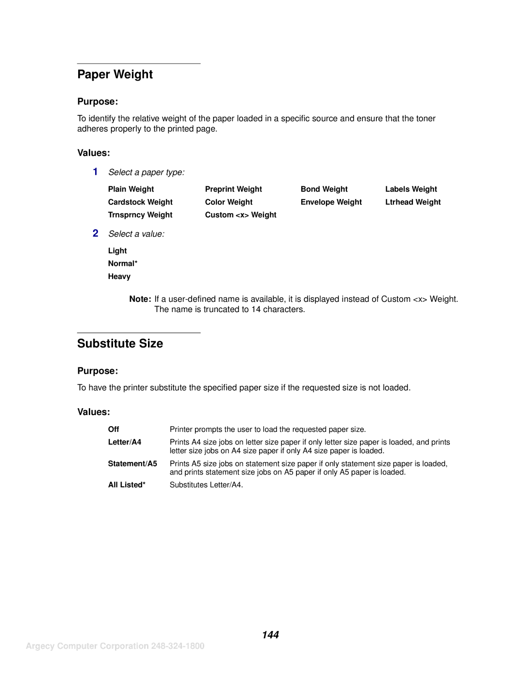 IBM 1125, 1120 manual Paper Weight, Substitute Size, 144 