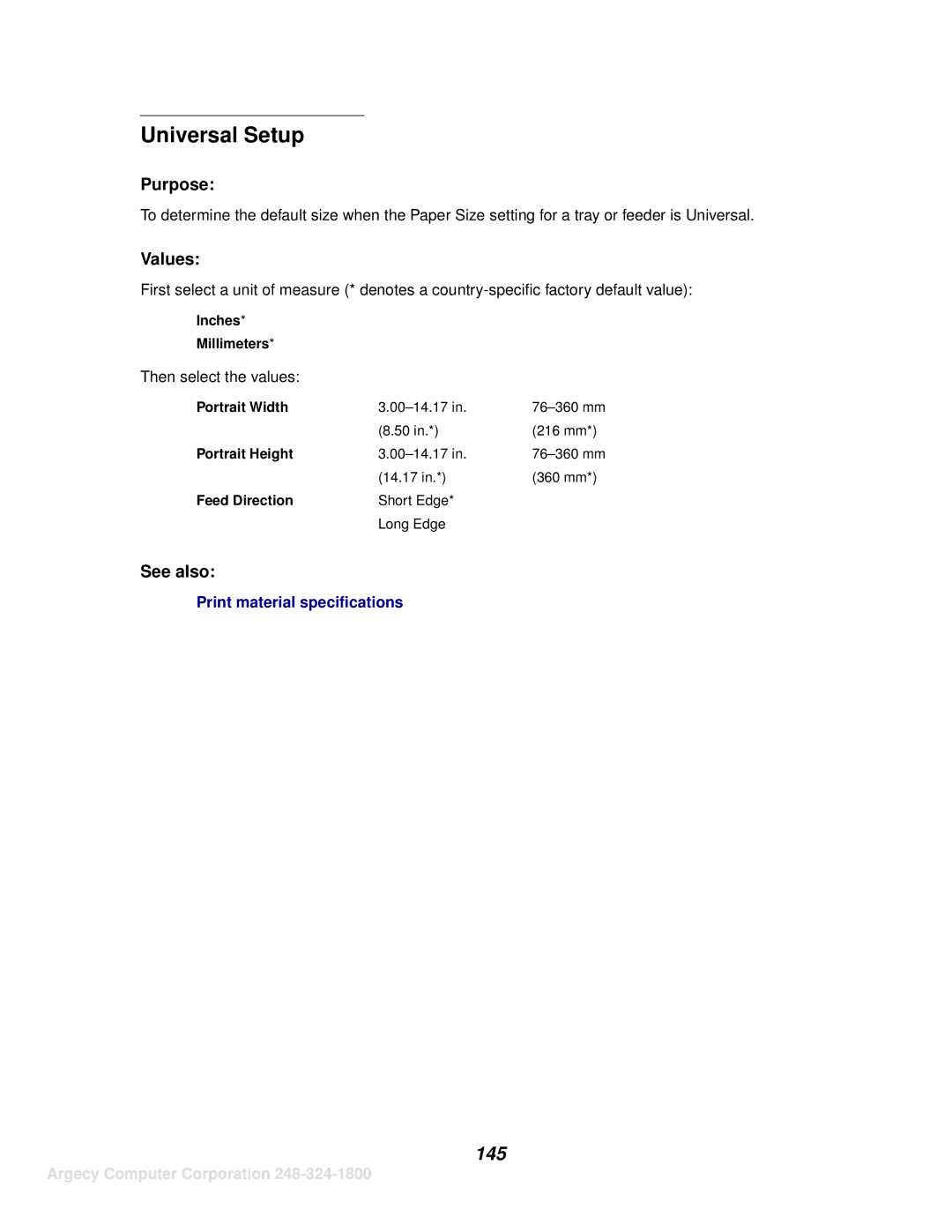 IBM 1120, 1125 manual Universal Setup, 145 