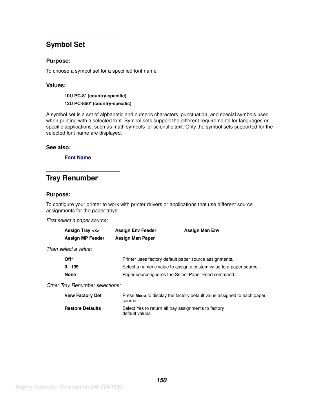 IBM 1125, 1120 manual Symbol Set, Tray Renumber, 150 