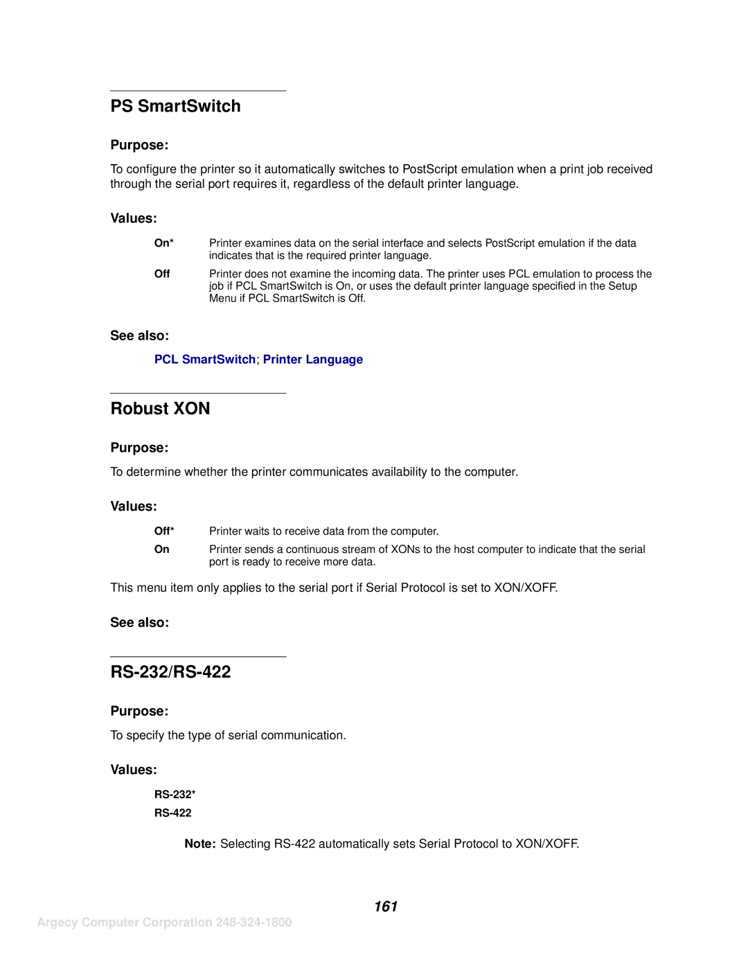 IBM 1120, 1125 manual Robust XON, RS-232/RS-422, 161 