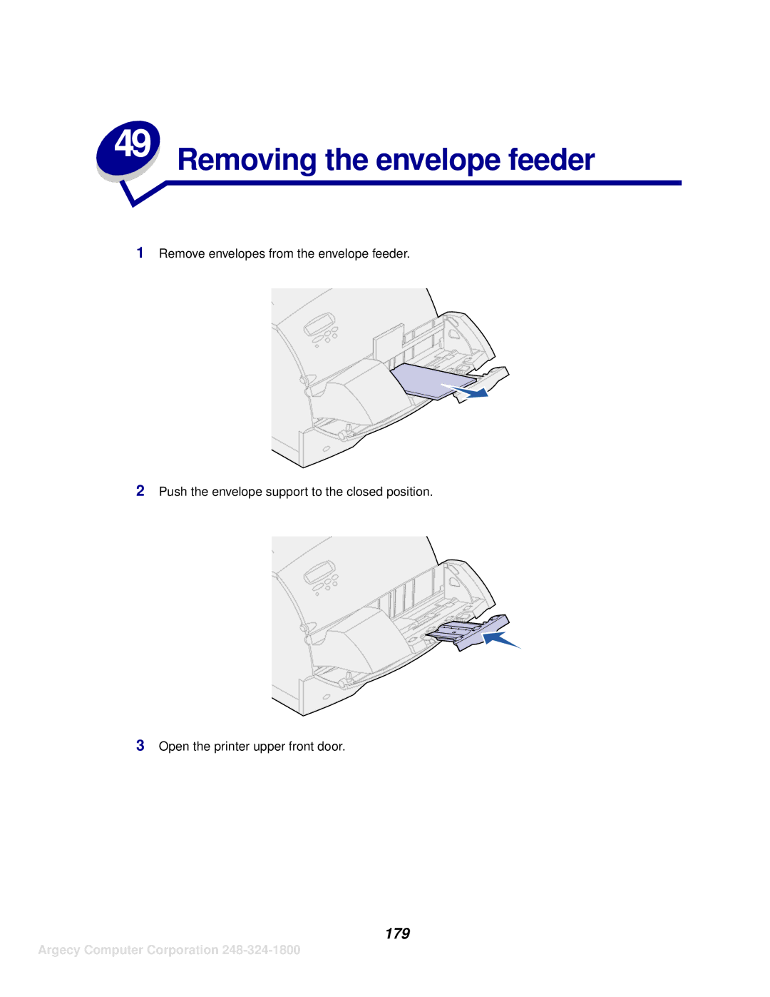 IBM 1120, 1125 manual Removing the envelope feeder, 179 