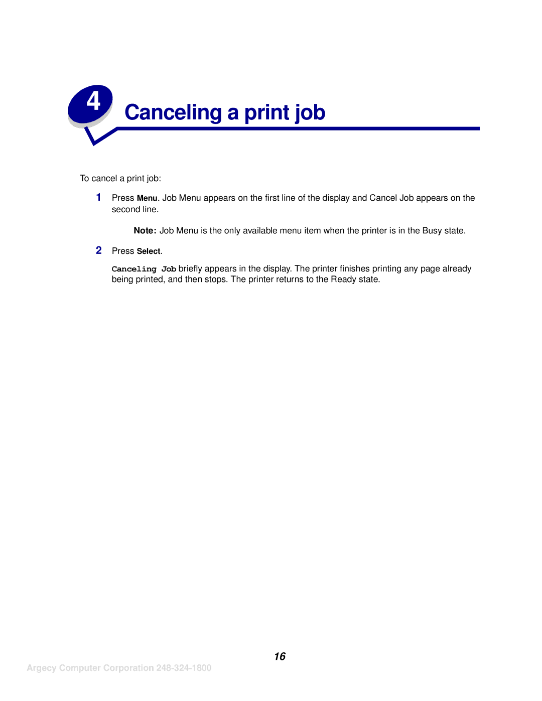 IBM 1125, 1120 manual Canceling a print job 