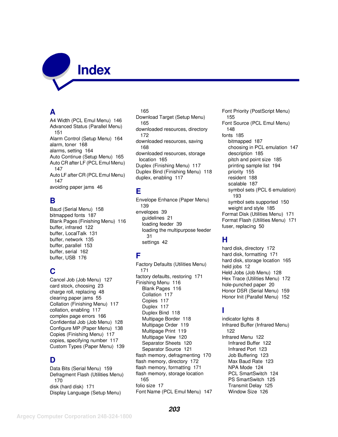 IBM 1120, 1125 manual Index, 203 